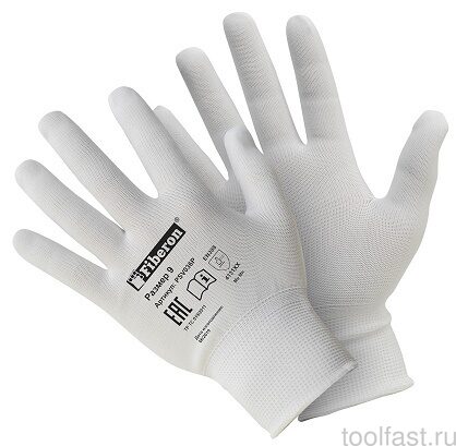 5255 Нейлоновые перчатки, белые L/9 PR-BP023 "Fiberon" (10)